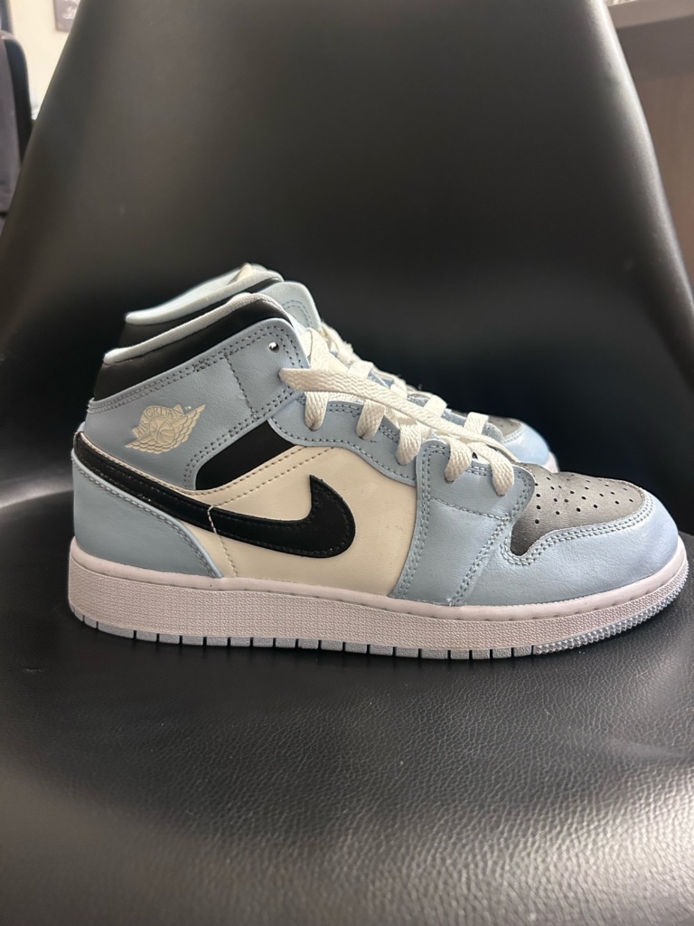 Nike Women’s Mid-Top Sneakers in Light Blue, Black, White